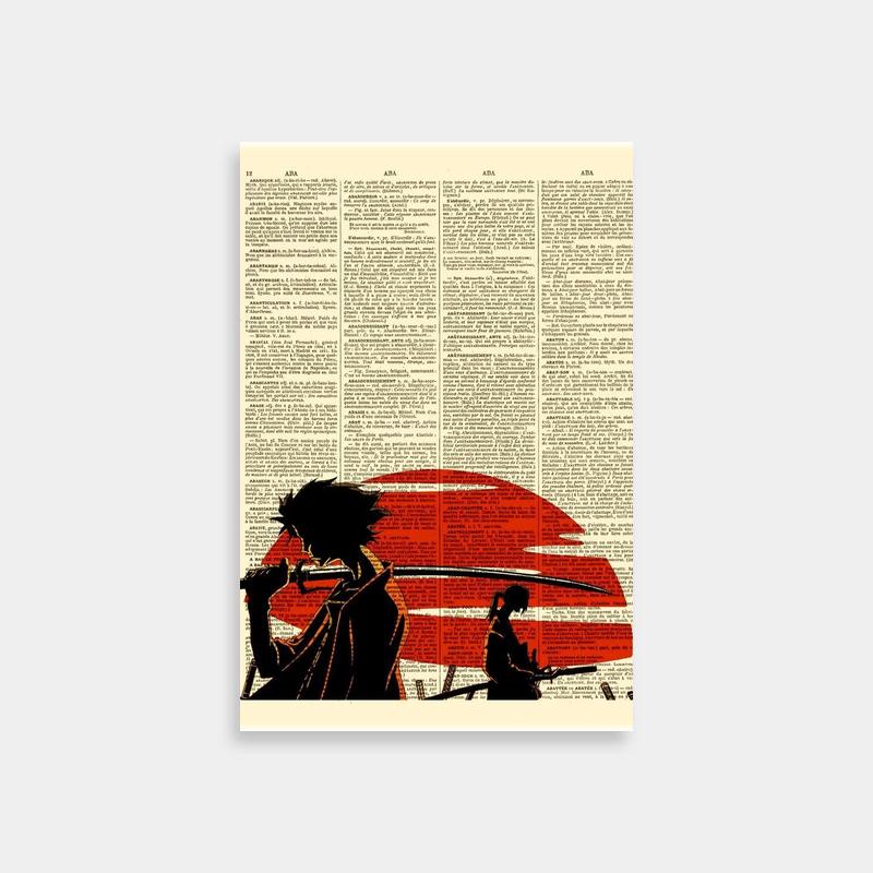 Samurai Champloo Fuu Poster - Dual Swordsman Red Background Art