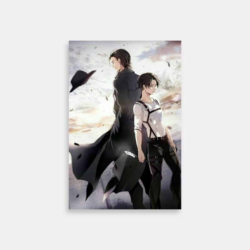 Kenny Ackerman Attack on Titan Poster - Two People Under Bird-Filled Sky