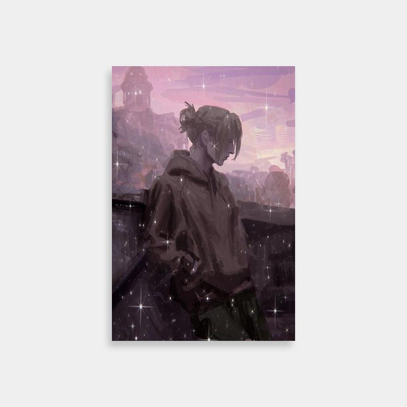 Annie Leonhart Attack on Titan Poster - Starry Night Rooftop Scene