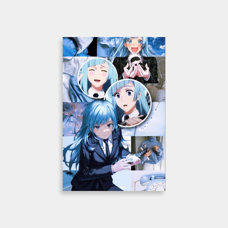 Kasumi Miwa Anime Collage Poster - Blue Hair & Clock