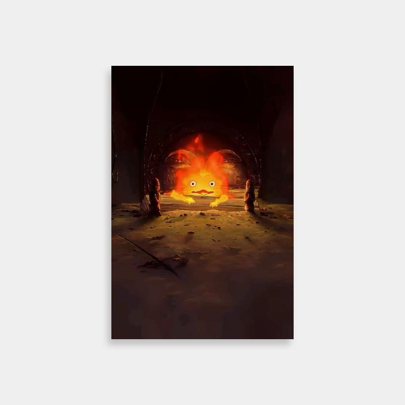 Howl's Moving Castle Poster - Calcifer Fire Scene Art