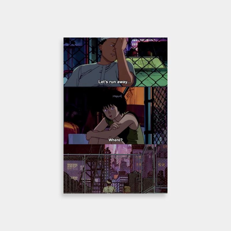 Akira Tetsuo 'Let's Run Away' Anime Poster - Wall Art Decor