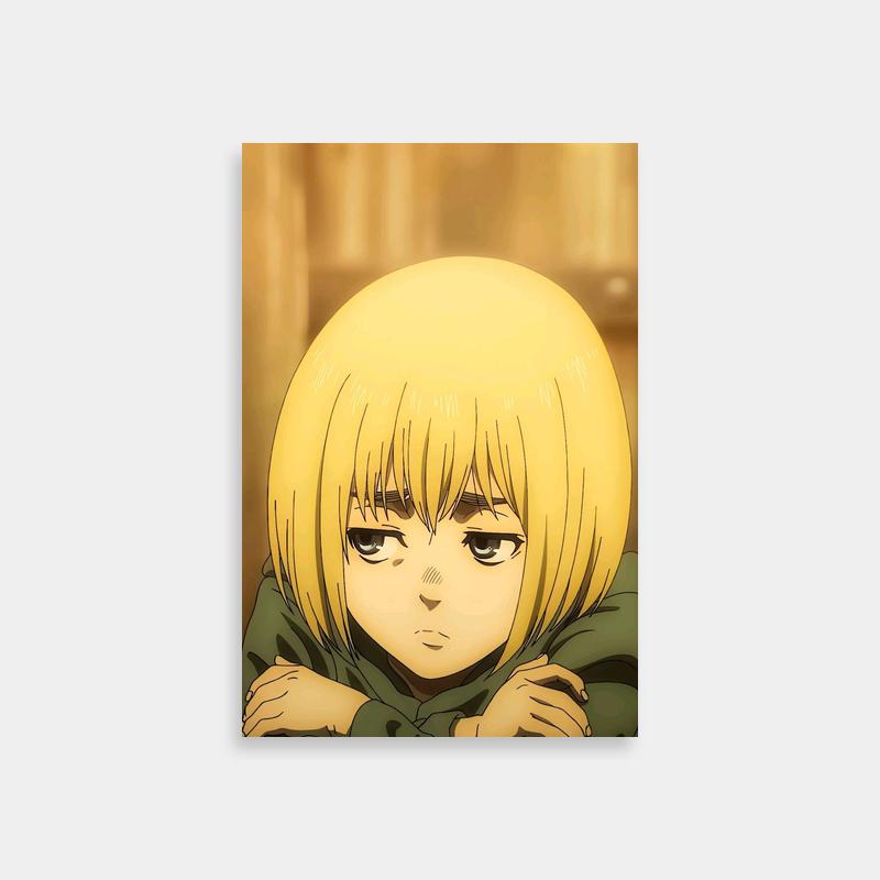 Armin Arlert Attack on Titan Poster - Blonde Anime Character Holding Neck