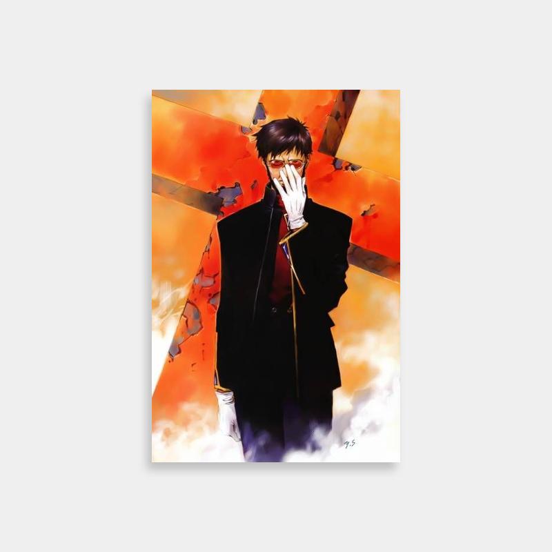Gendo Ikari in Suit with Orange Cross Poster - Evangelion Art