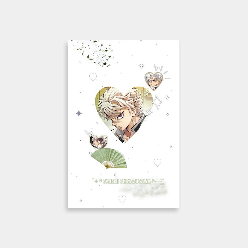 Sanemi Shinazugawa Fan Art Poster - White-Haired Anime Character