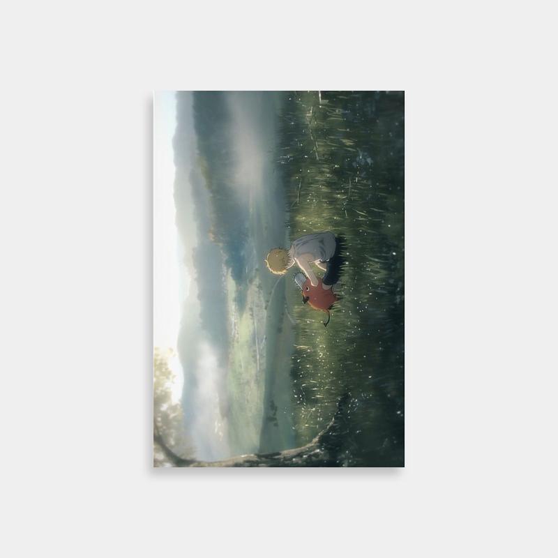 Pochita Chainsaw Man Poster - Person in Water with Frisbee & Trees