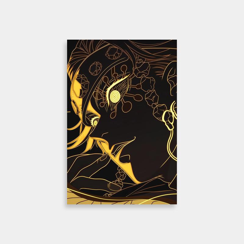 Tengen Uzui Demon Slayer Poster - Gold and Black Swirl Design