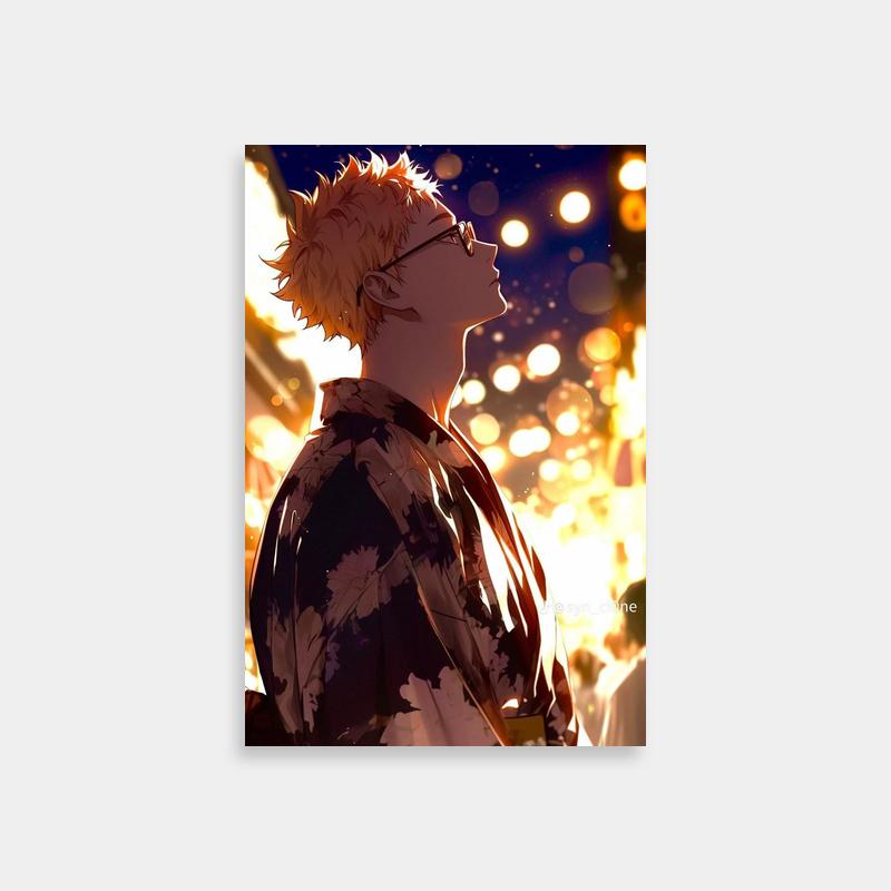 Kei Akira Blonde Anime Character Poster - Night Sky & Lights