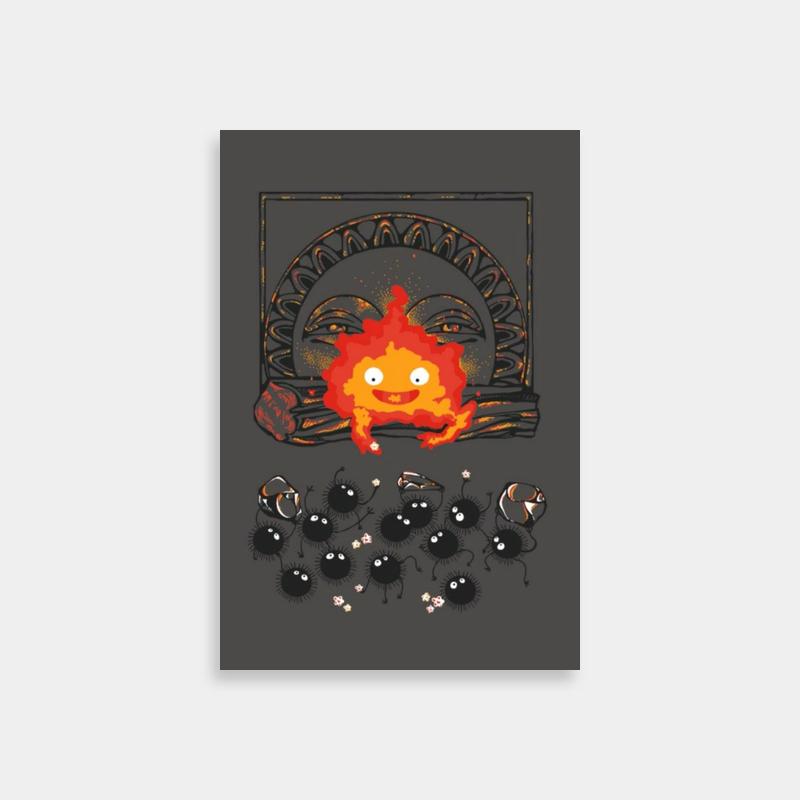 Calcifer Howls Moving Castle Wall Art - Mystical Fire Scene