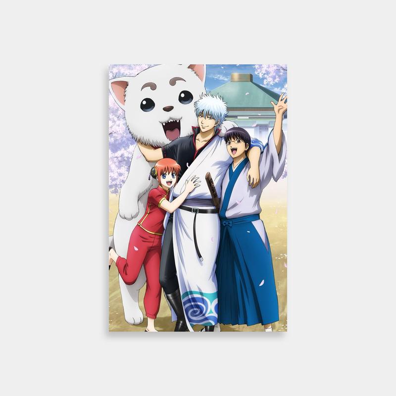 Shinpachi Shimura Gintama Anime Poster - Characters with White Cat