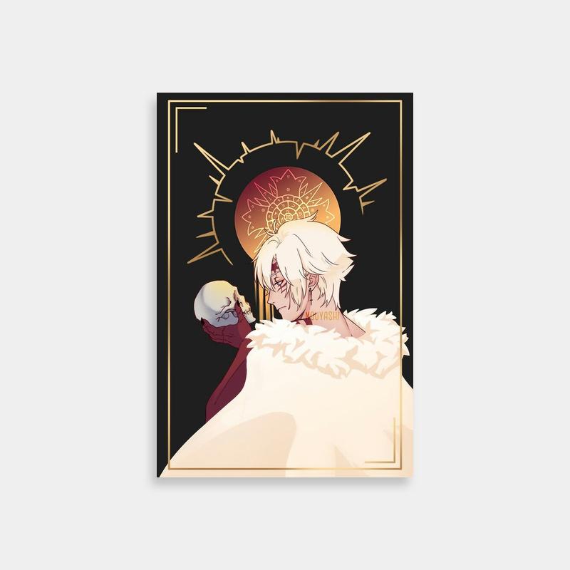 Allen Walker D Gray Man Art Print - White-Haired Character with Skull