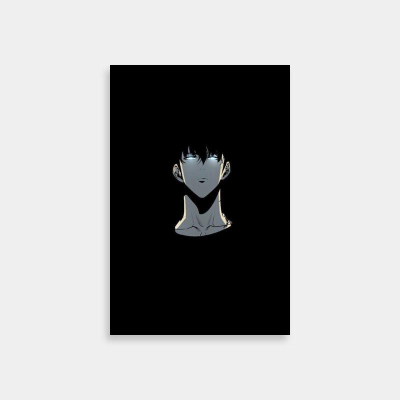 Solo Leveling Sung Jin-Woo Dark Background Poster - Mysterious Anime Art