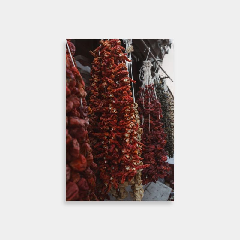 Dried Red Peppers Paprika Poster - Vibrant Market Scene Wall Art