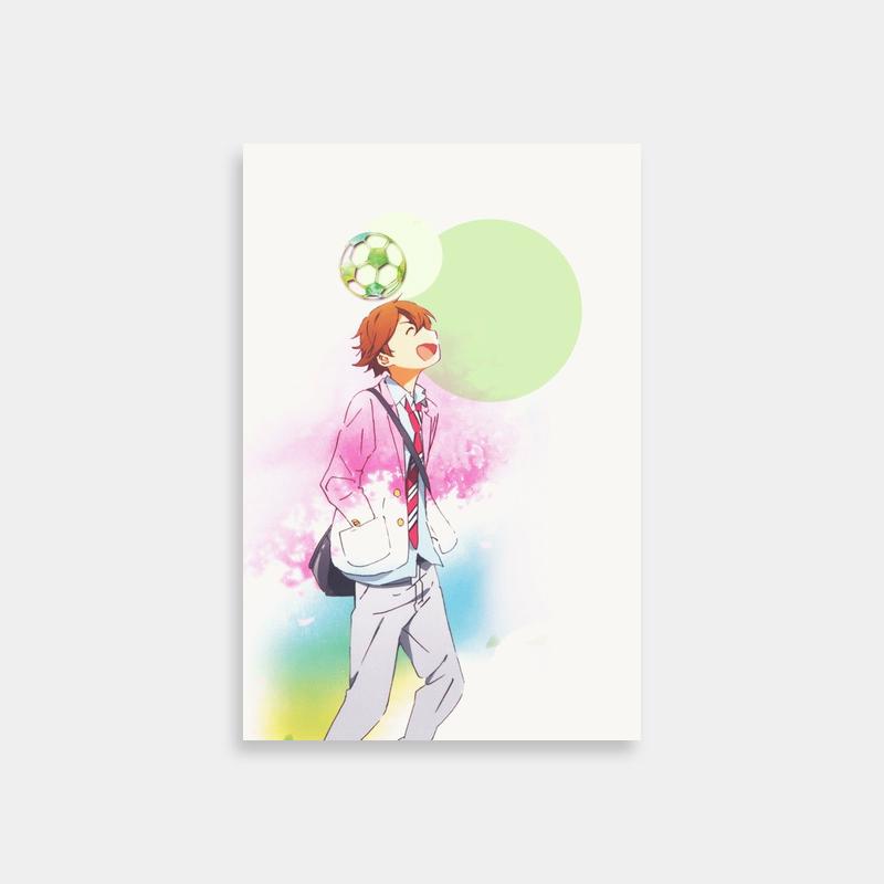 Ryota Watari Your Lie in April Poster - Anime Character with Soccer Ball & Backpack