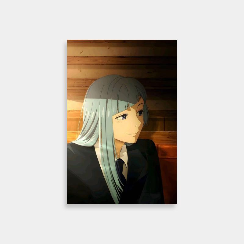 Kasumi Miwa Jujutsu Kaisen Poster - Gray-Haired Character by Wooden Wall
