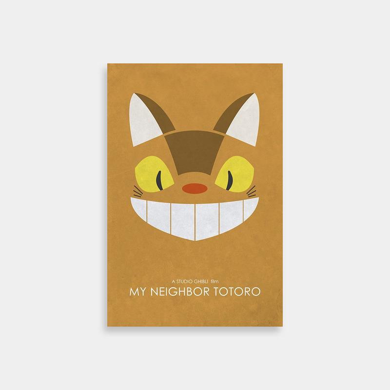 My Neighbor Totoro Catbus Poster - Orange Cat Face with Yellow Eyes
