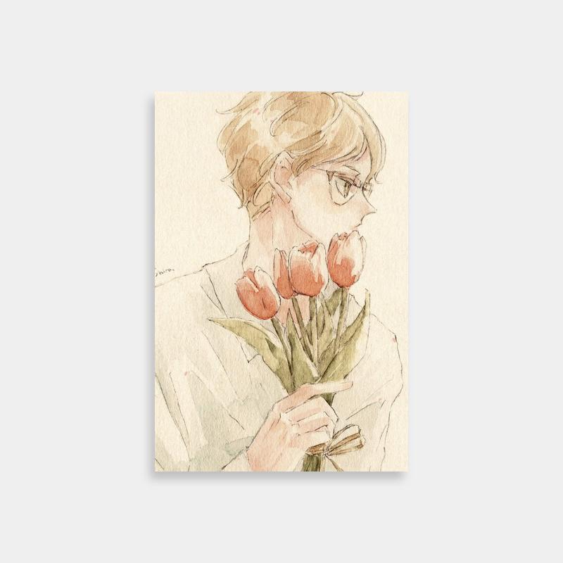 Kei Akira Floral Art Poster - Hand-Held Flowers Illustration