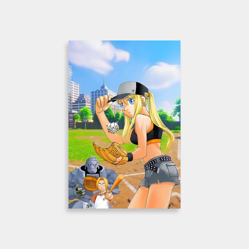 Winry Rockbell Baseball Anime Poster - Unique Art Print