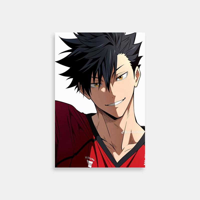 Kuroo Tetsurou Haikyuu Poster - Black-Haired Character Looking Left