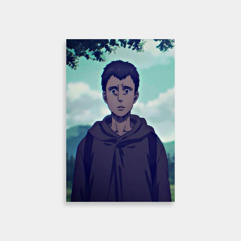 Bertholdt Hoover Attack on Titan Poster - Hooded Figure Under Tree