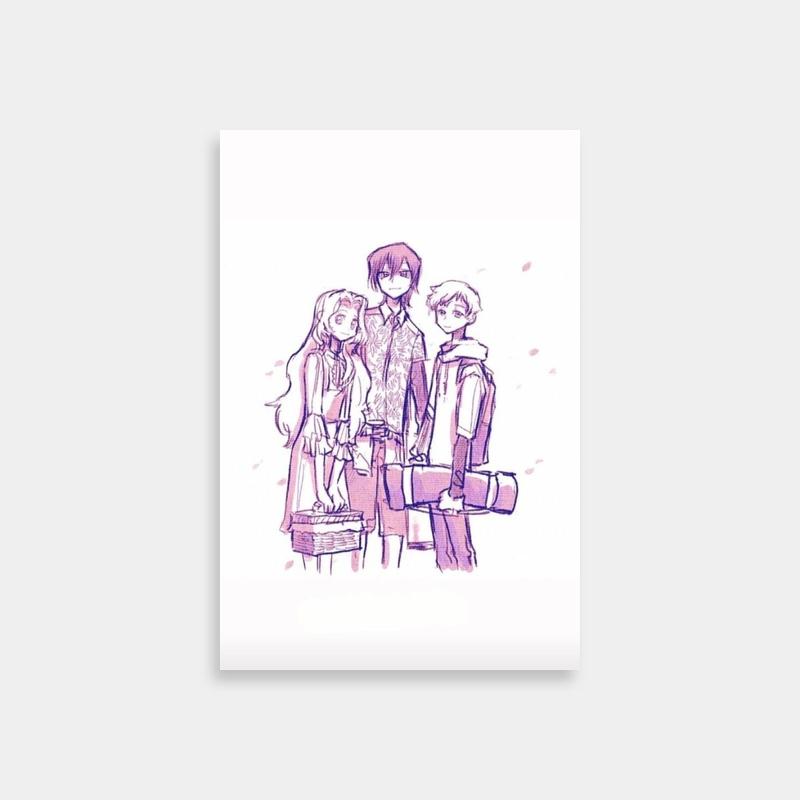 Rolo Lamperouge Code Geass Poster - Three Characters on White Background