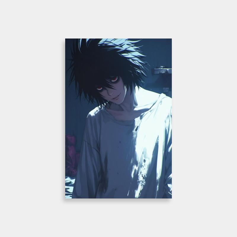 L Lawliet Black Hair Red Eyes Poster - Death Note Art