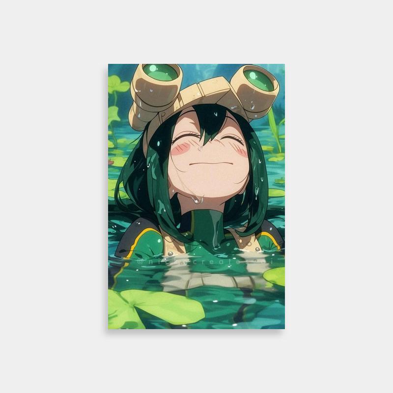Tsuyu Asui My Hero Academia Water Poster - Floating Anime Character Art
