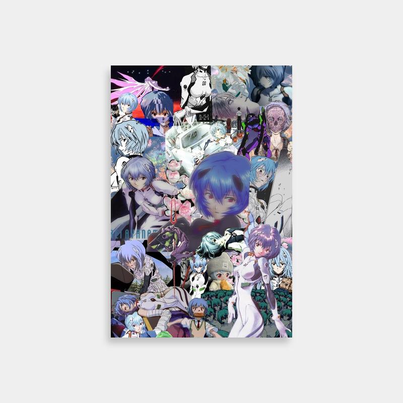 Rei Ayanami Neon Genesis Evangelion Poster - Blue-Haired Anime Collage