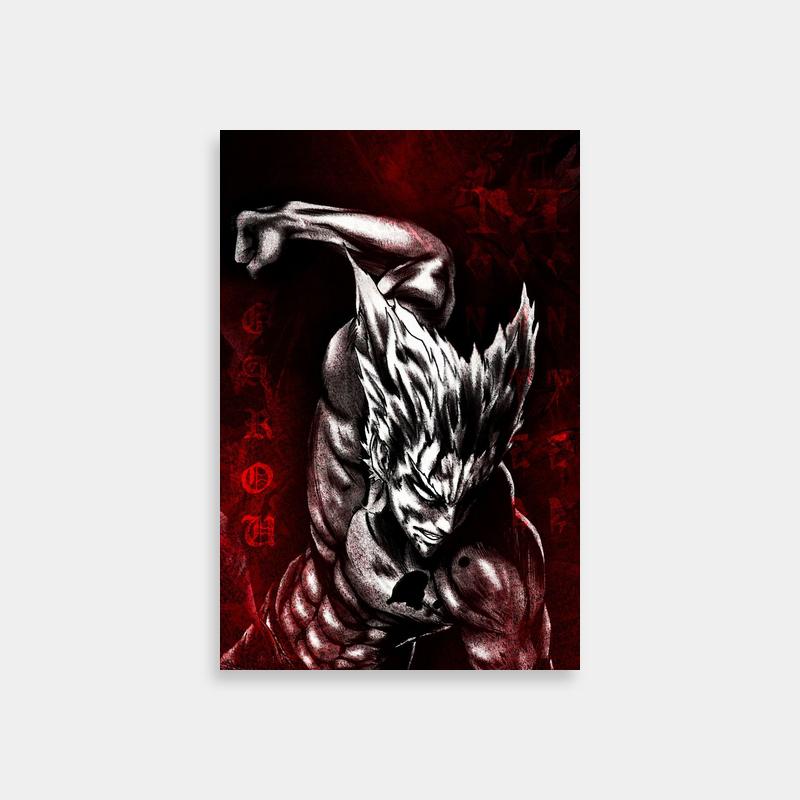 Garou One Punch Man Villain Poster - Black & Red Evil Portrait