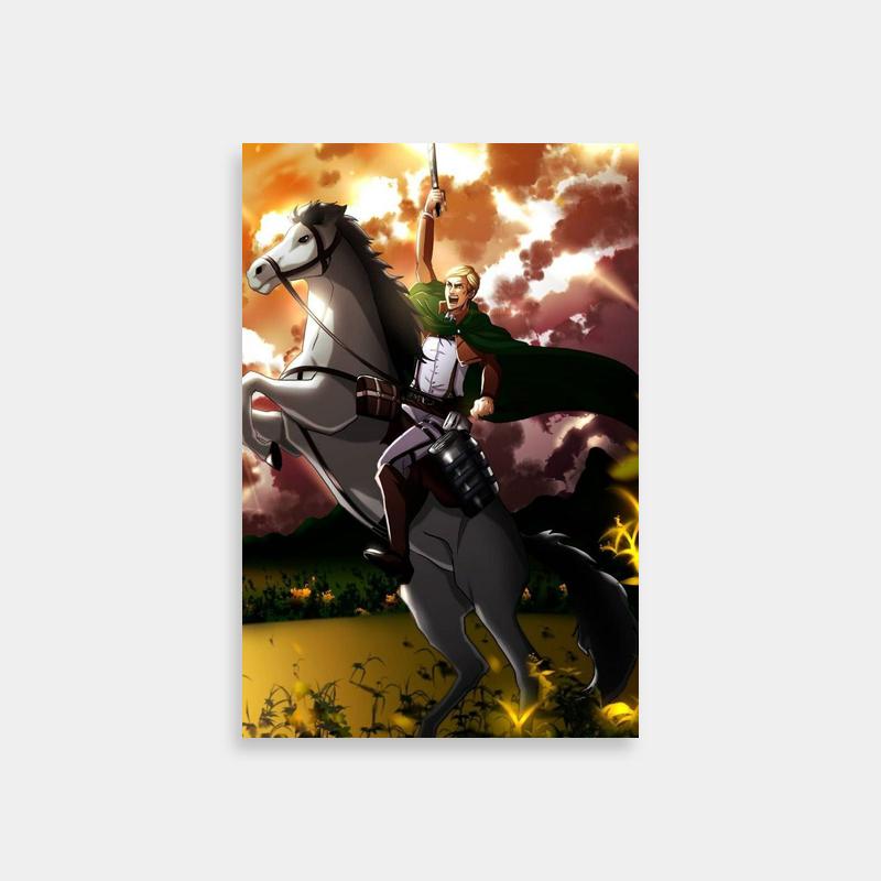 Erwin Smith Attack on Titan Poster - Horseback Ride by Forest
