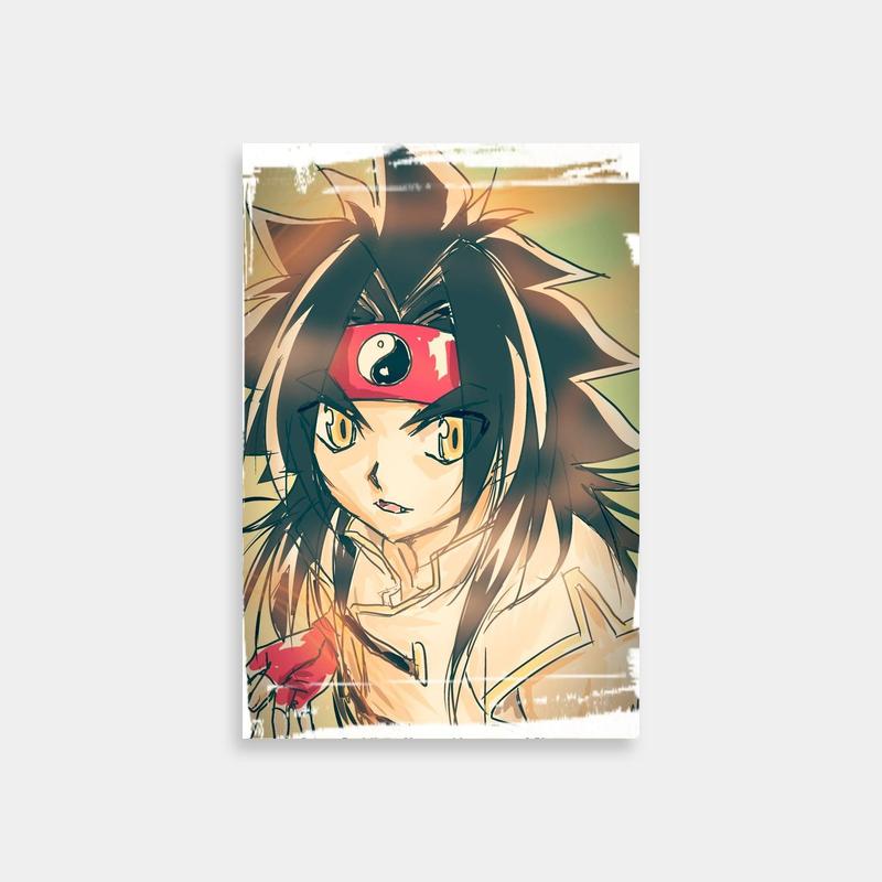 Ray Kon Beyblade Anime Poster - Black-Haired Character with Red Eyes