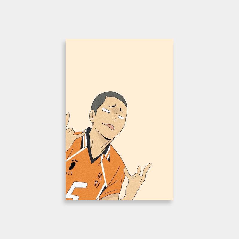 Tanaka Ryuunosuke Haikyuu Poster - Orange Shirt Character Art