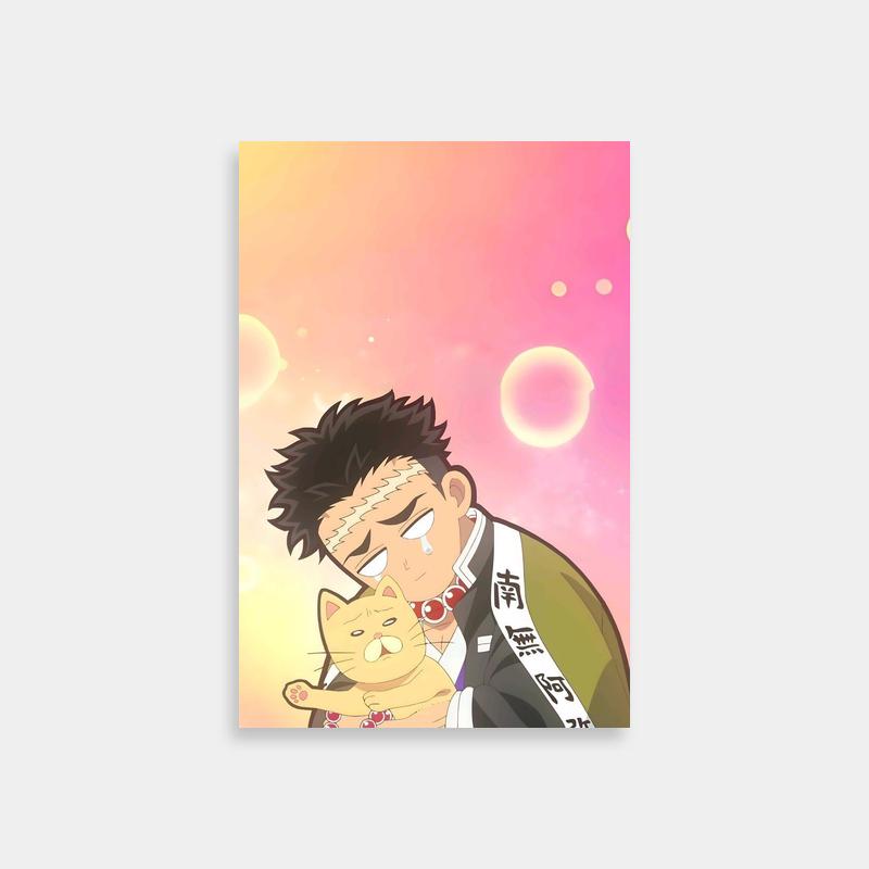 Gyomei Himejima Demon Slayer Wall Art - Cat & Bubbles Print