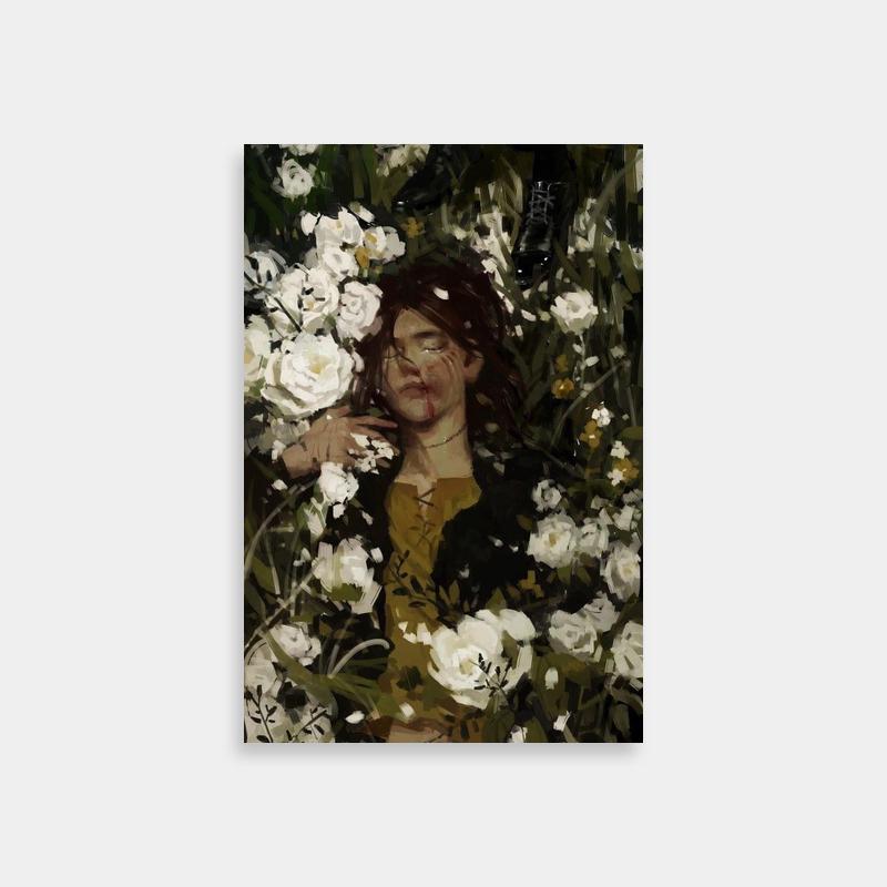 Attack on Titan Art Print - Elegant Woman with Flowers