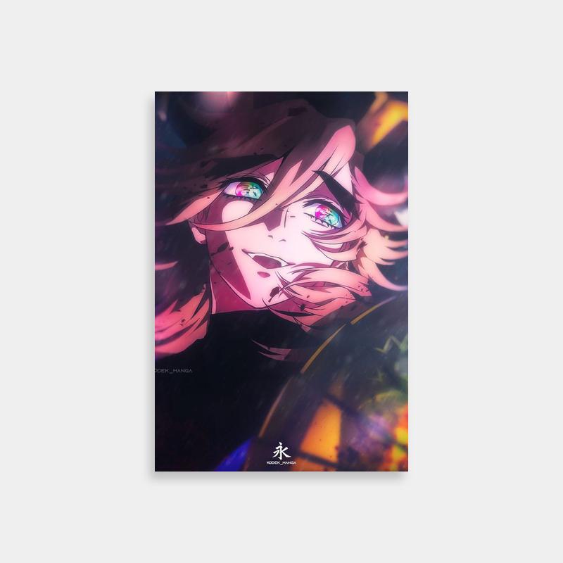 Premium Doma Demon Slayer Poster - Pink-Haired Anime Character Art