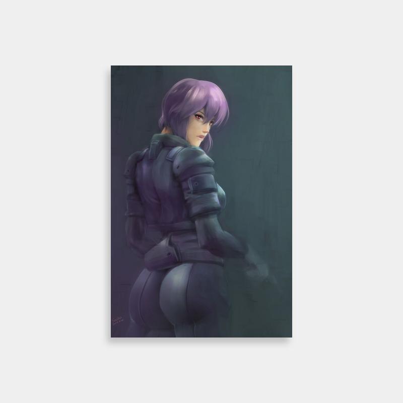 Major Motoko Kusanagi Ghost in the Shell Wall Decor - Purple Hair & Dark Background