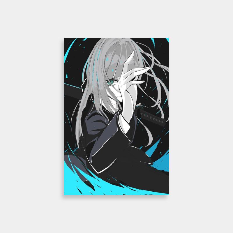 Kasumi Miwa Jujutsu Kaisen Poster - White-Haired Character with Hand to Face