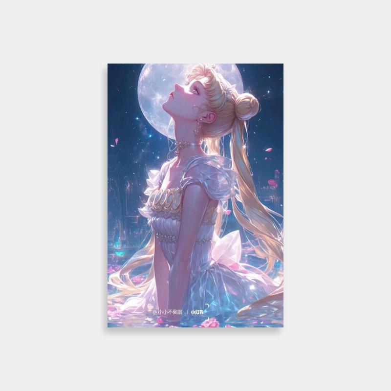 Usagi Tsukino Sailor Moon Poster - Floating in Water with Moon