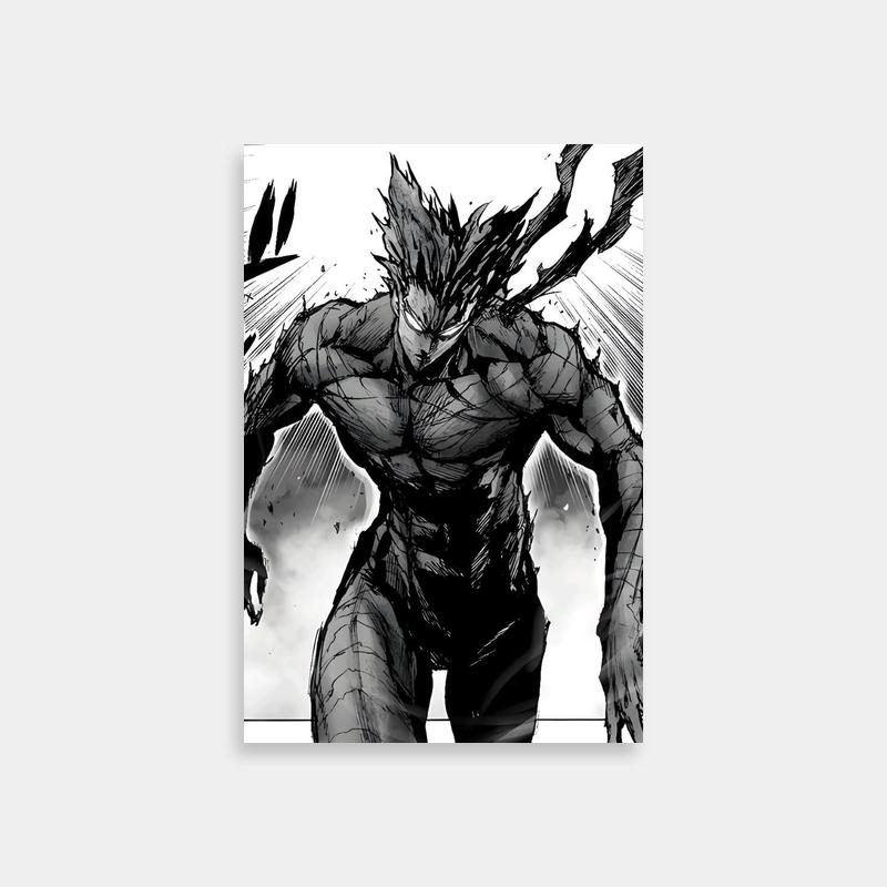 Garou One Punch Man Creature Art Poster - Black & White Anime Design
