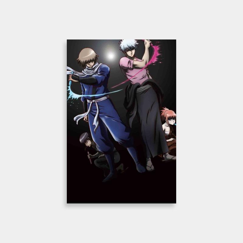 Shinpachi Shimura Gintama Poster - Anime Characters with Swords Holding Hands