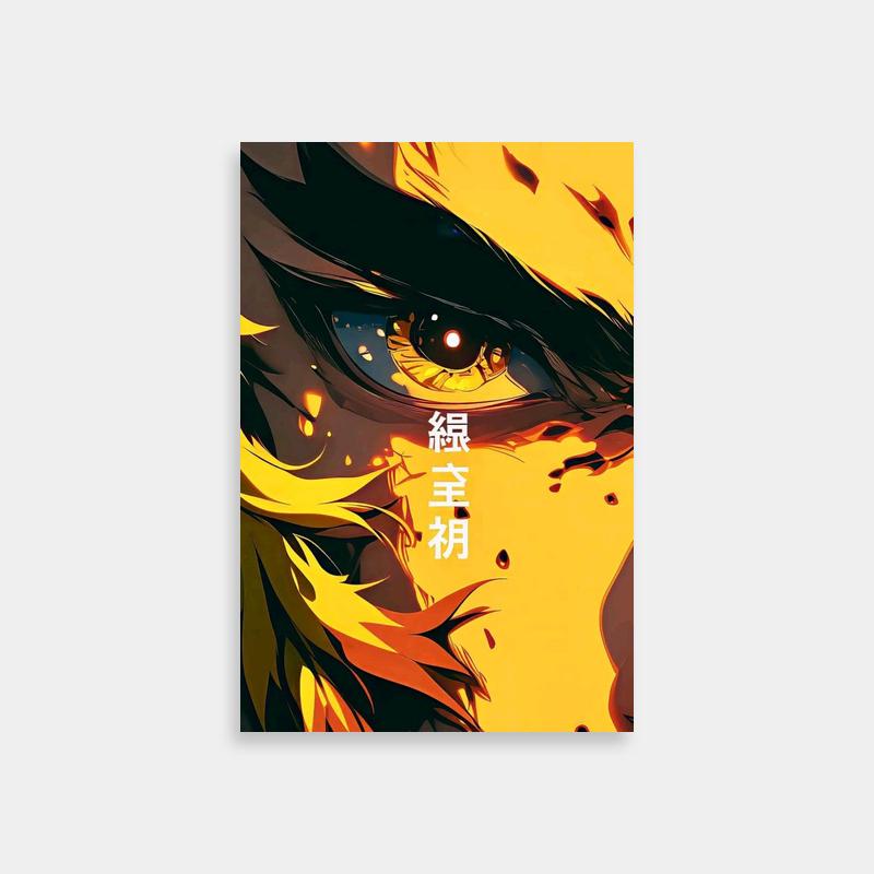 Rengoku Kyojuro Demon Slayer Anime Poster - Blue Eyes & Yellow Hair