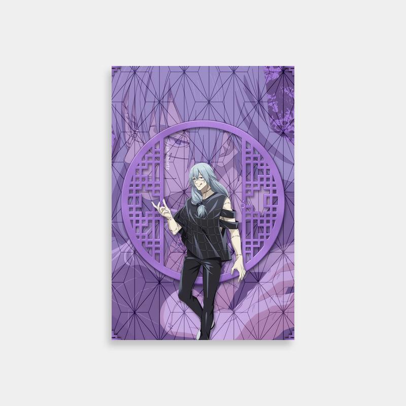 Mahito Jujutsu Kaisen Poster - Purple Geometric Background Anime Art