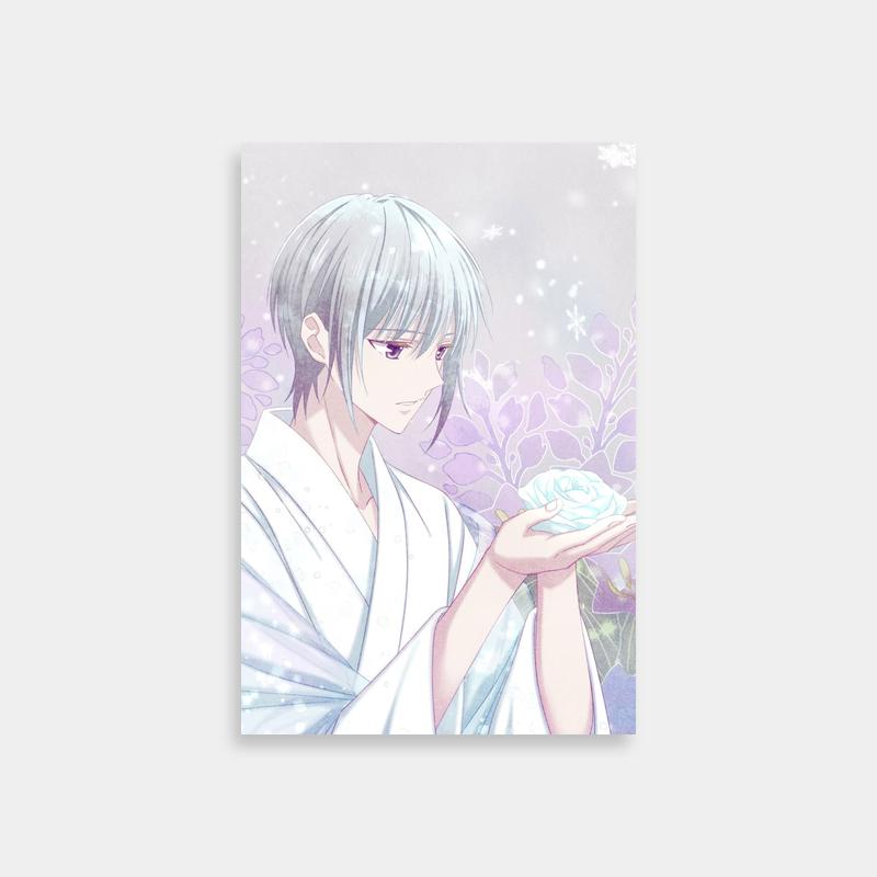 Yuki Sohma Fruits Basket Anime Poster - Holding Plate & Flowers
