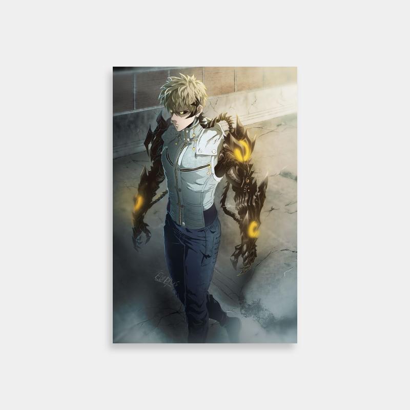 Genos One Punch Man Poster - Blonde Character with Yellow Light Energy