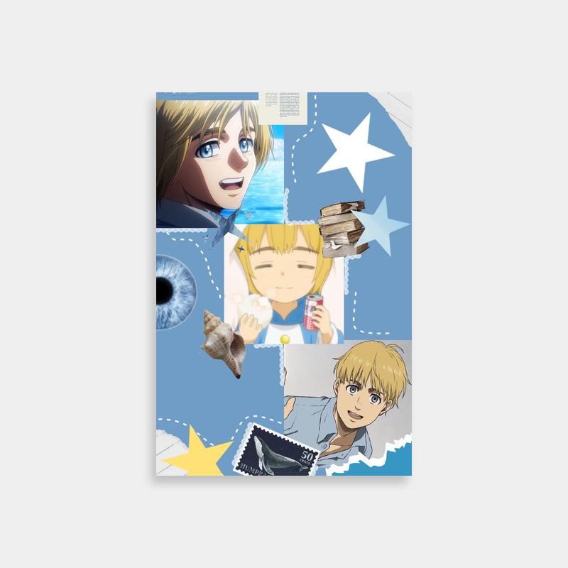 Armin Arlert Attack on Titan Poster - Anime Wall Art with Blue Eyes & Starry Sky