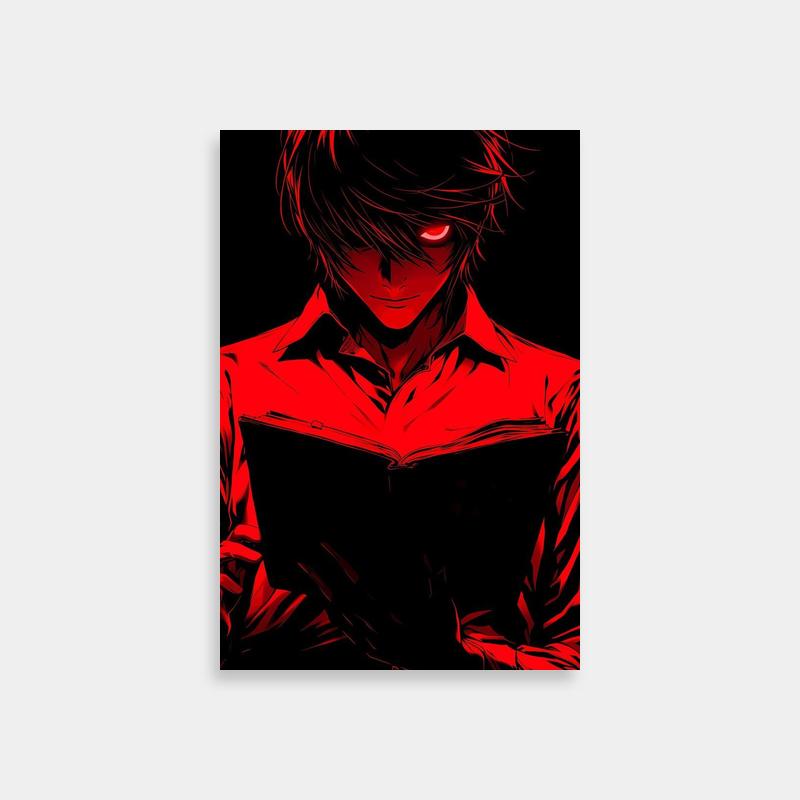Light Yagami Death Note Wall Art - Reading Book with Red Eyes