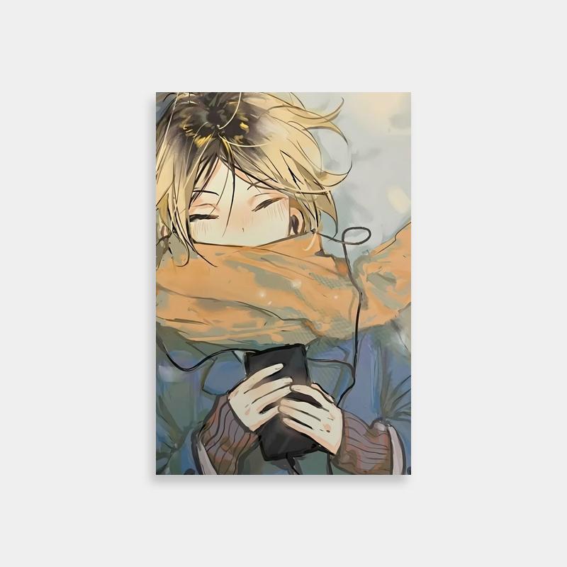 Kenma Kozume Haikyuu Poster - Anime Character with Blonde Hair & Scarf